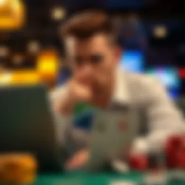 Understanding Lottery Regulations A thoughtful individual analyzing lottery regulations and guidelines on a laptop