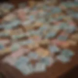 An array of California scratcher tickets on a wooden table