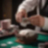 An elegant continuous card shuffler in action at a poker table