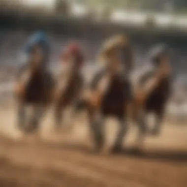 Dynamic race track scene with horses in motion