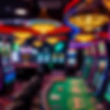 A vibrant casino interior showcasing gaming tables and colorful slot machines