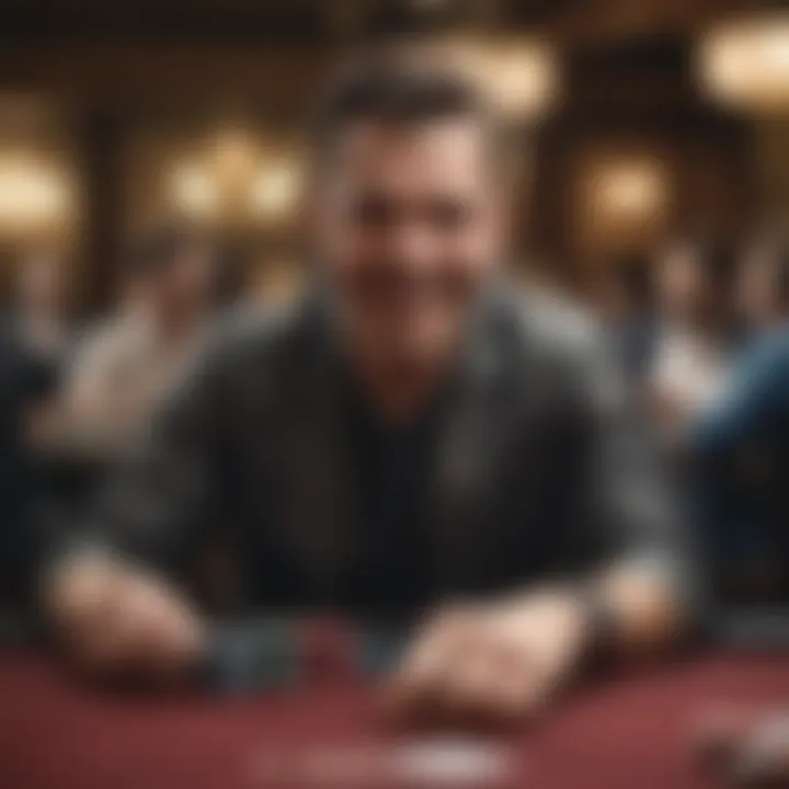 Enthusiastic player celebrating a big win at a poker table