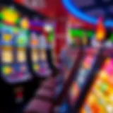 An array of colorful slot machines in a vibrant online casino interface