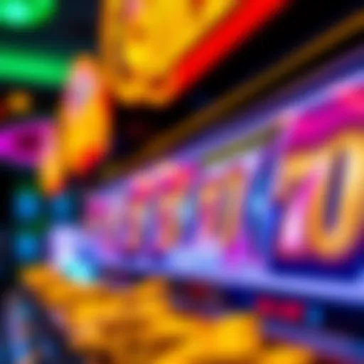 Close-up of gold slot machine reels featuring vibrant graphics