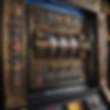 A close-up view of a high-payout slot machine showcasing intricate designs and bright lights