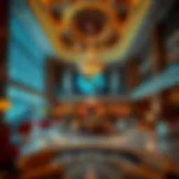 Luxurious Las Vegas hotel lobby showcasing grandeur and elegance