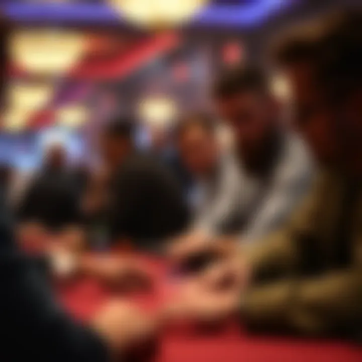 Intense Focus at the Poker Tables Close-up of poker players engaged in a tournament