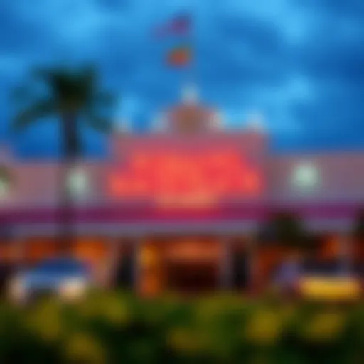 Exterior view of Pompano Racetrack and Casino showcasing its vibrant atmosphere
