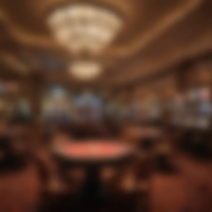 Interior of a railroad casino highlighting vintage gaming tables