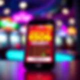 Vibrant scratch-off ticket app interface on a smartphone screen