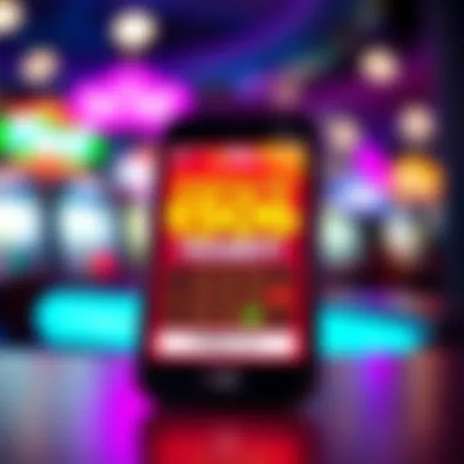 Vibrant scratch-off ticket app interface on a smartphone screen