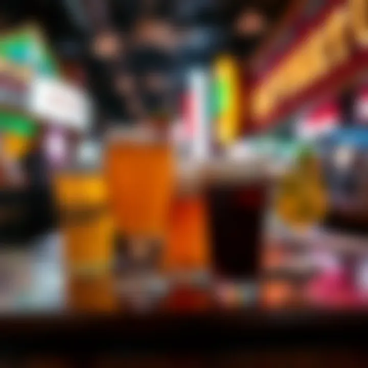 A selection of craft beers and cocktails at a Fremont Street sports bar