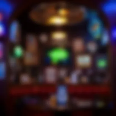 A cozy corner of a sports bar showcasing local memorabilia and decor