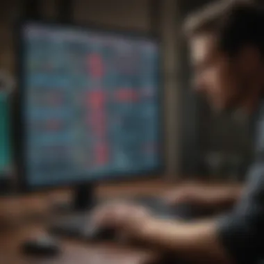 A focused shot of a bettor analyzing data on a computer screen.