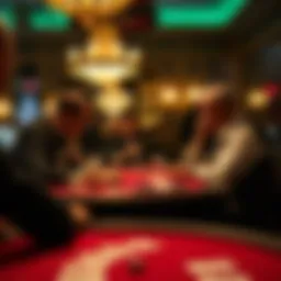 Historical depiction of Blackjack being played in a vintage casino setting