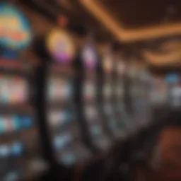 A vibrant array of slot machines with colorful graphics and themes
