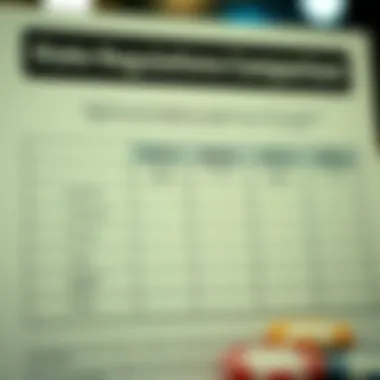 A chart comparing the regulatory frameworks of states that permit online gambling