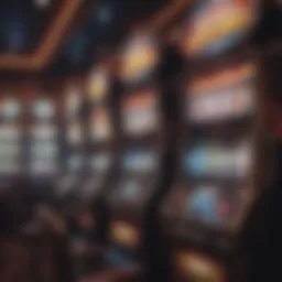 Colorful display of slot machines in a virtual casino setting