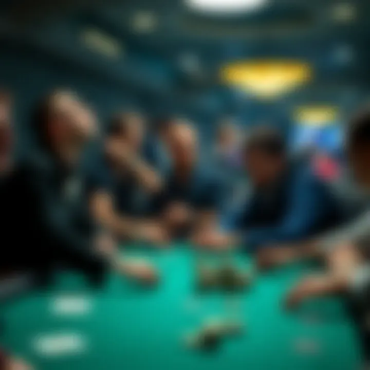 An engaging poker table with focused players