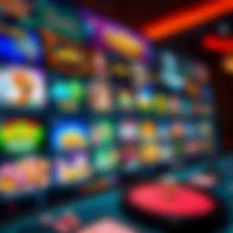 A vibrant digital casino interface showcasing various games