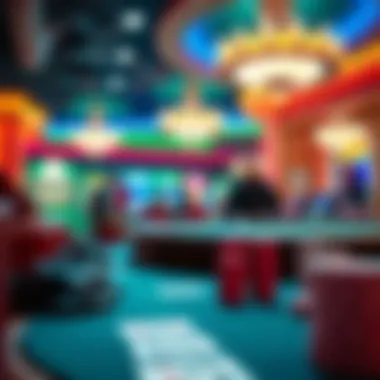 Vibrant Casino Table for Three Card Poker Exciting Three Card Poker table setting in a vibrant Las Vegas casino.