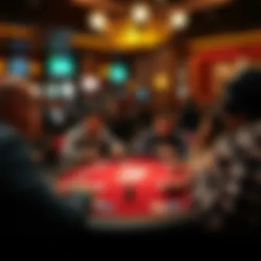 Engaging Gameplay of Three Card Poker A group of players engaged in a thrilling game of Three Card Poker.