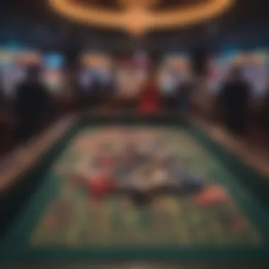 The vibrant atmosphere of a craps table at a casino.