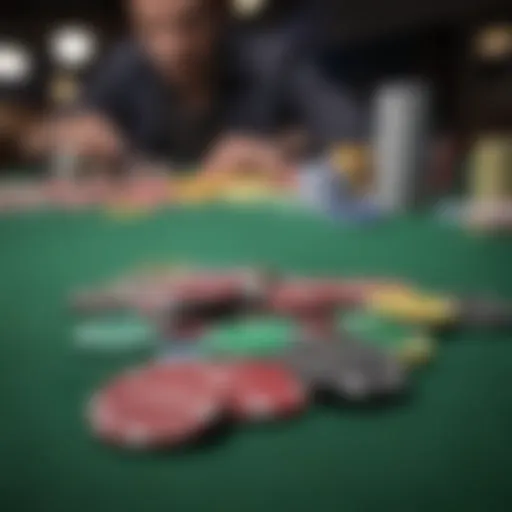 A diverse array of gambling chips scattered over a green felt table