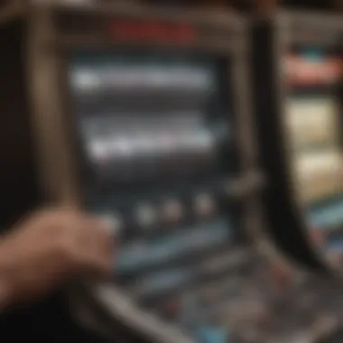 A person analyzing slot machine patterns on a device