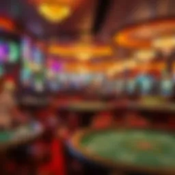 Vibrant casino floor showcasing various gaming tables