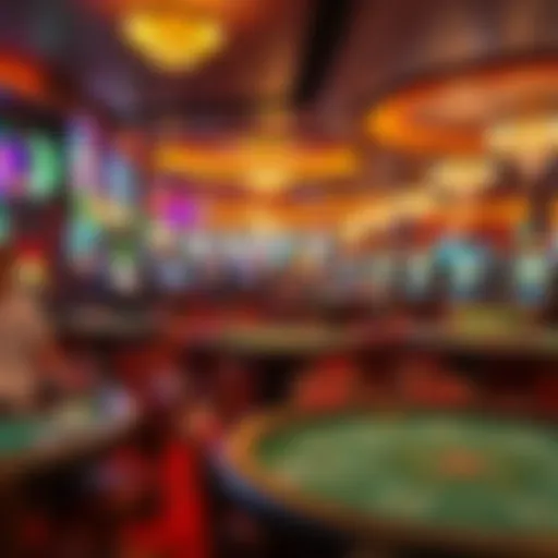 Vibrant casino floor showcasing various gaming tables