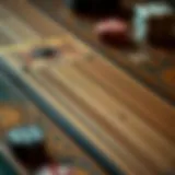 A vintage cribbage board showcasing its intricate design and layout.