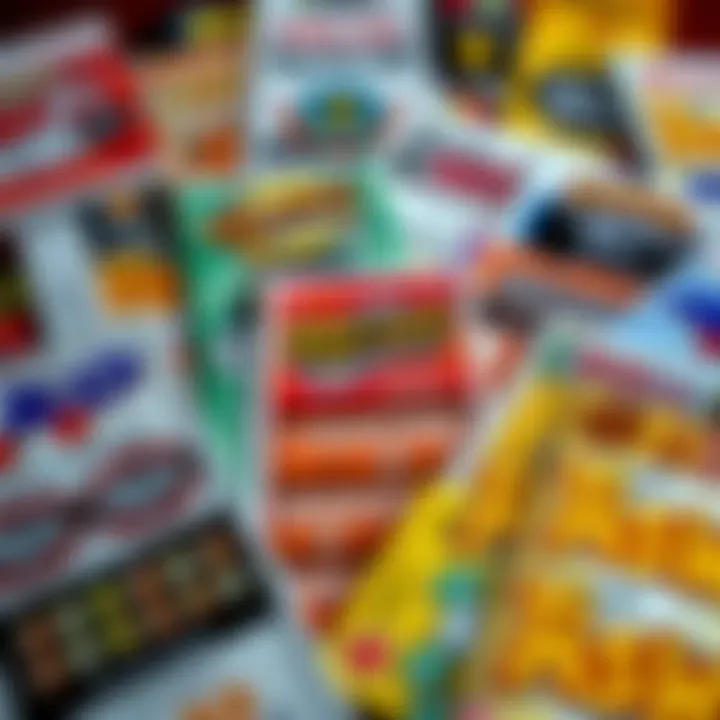 A collection of NC scratch-off lottery tickets displayed creatively