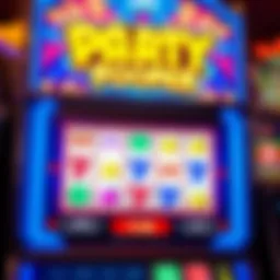 Visual representation of the Party Pooper slot machine interface showcasing vibrant graphics and gameplay elements.