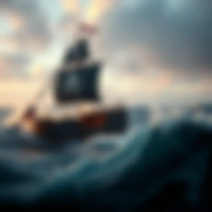 Pirate Ship Adventure An exciting pirate ship sailing through turbulent seas