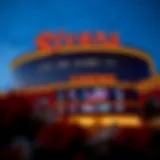 Exterior view of Rivers Casino at dusk showcasing its vibrant atmosphere.