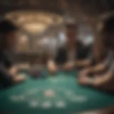 A dynamic scene of a poker table with digital overlays showcasing streaming technology