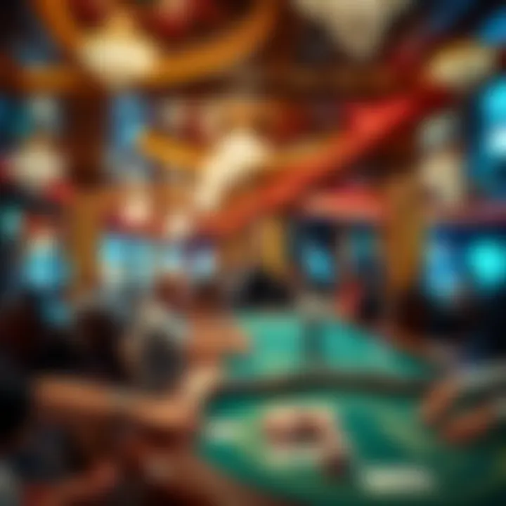 Luxurious casino interior with patrons enjoying games