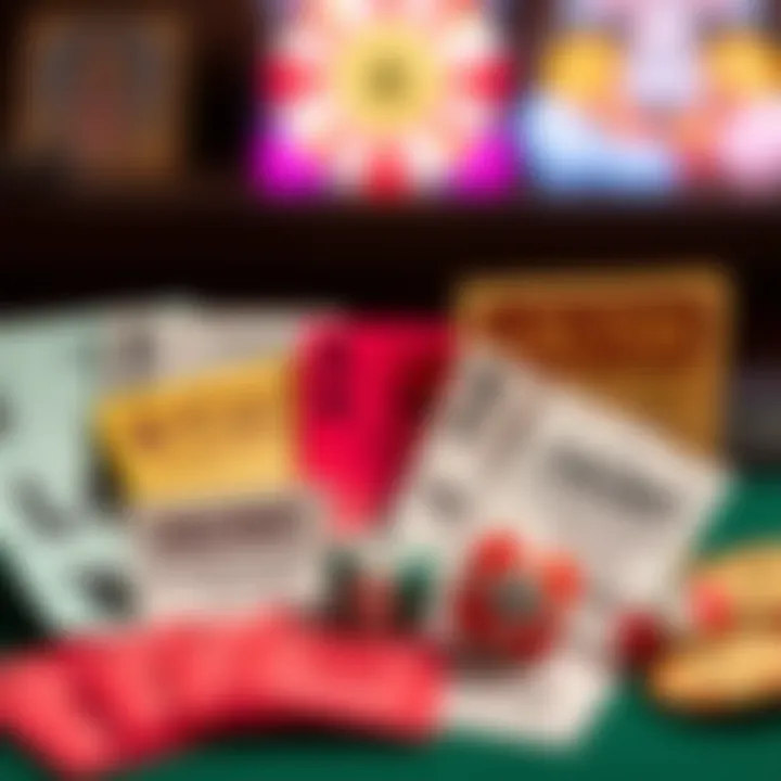 Diverse Options in Lottery Tickets An array of different lottery tickets displayed artistically