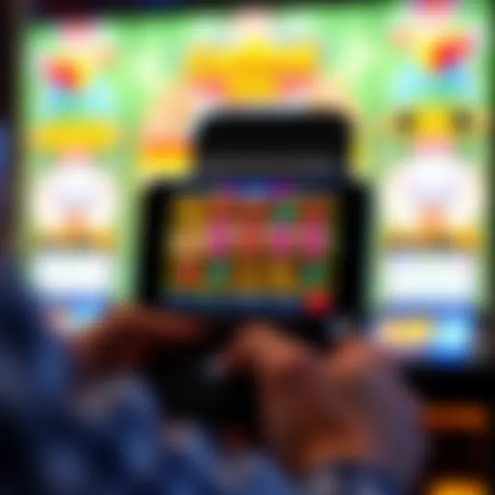 Mobile device displaying a slot game app