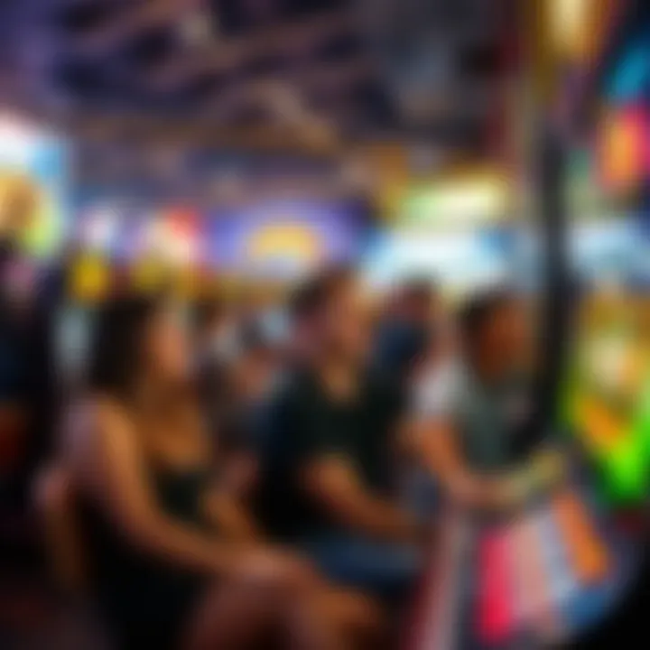 Group of friends enjoying slots in a fun environment