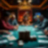 A strategic poker table with focused players