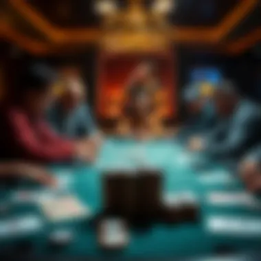 The Art of Strategy in Poker A strategic poker table with focused players