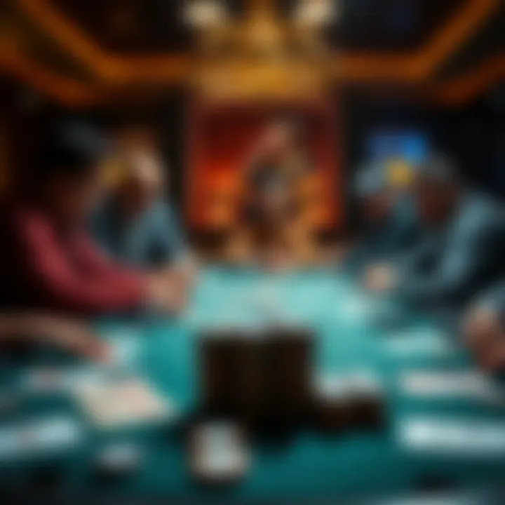 The Art of Strategy in Poker A strategic poker table with focused players
